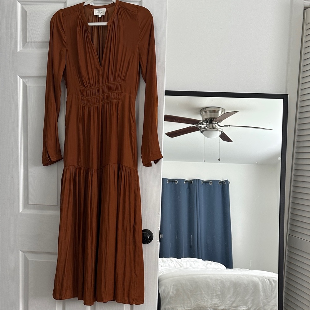 bohme Long Sleeve Maxi Dress in Brown